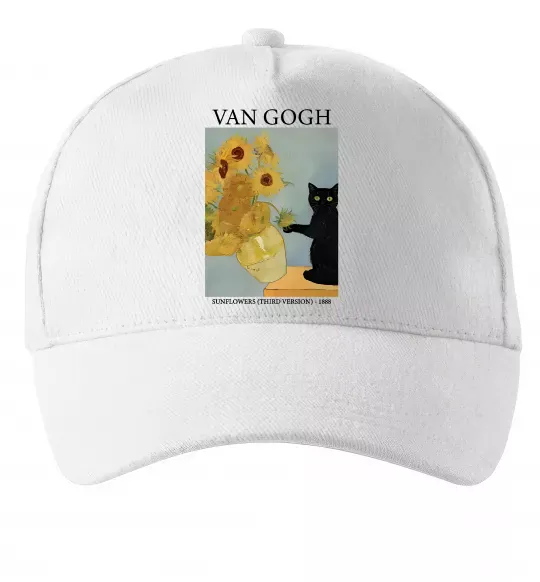 Кепка Van Gogh Sunflowers and cat Белый фото