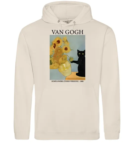 Мужская толстовка (худи) Van Gogh Sunflowers and cat Таш фото