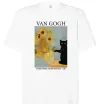 Футболка Оверсайз Van Gogh Sunflowers and cat Білий фото