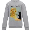 Детский Свитшот Van Gogh Sunflowers and cat Серый меланж Детский Свитшот Van Gogh Sunflowers and cat Серый меланж фото