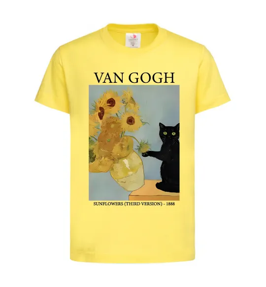 Дитяча футболка Van Gogh Sunflowers and cat Лимонний фото