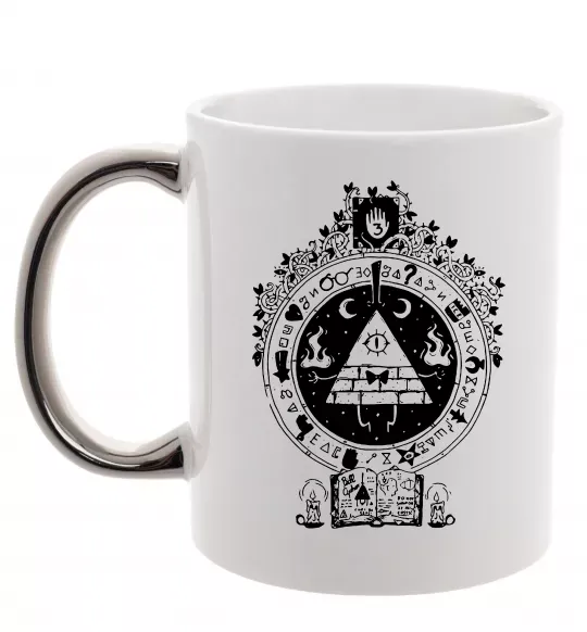 Чашка з кольоровою ручкою Білл Шифр Gravity Falls Срібло фото