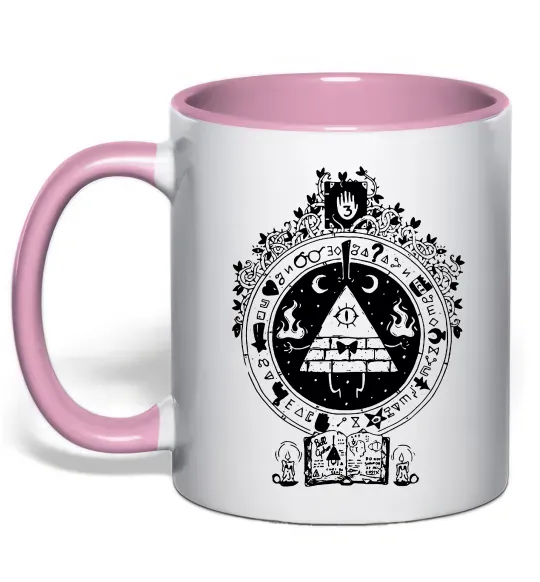 Чашка з кольоровою ручкою Білл Шифр Gravity Falls Ніжно рожевий фото