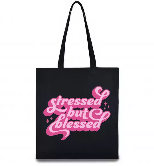 Еко-сумка Stressed but blessed Чорний фото