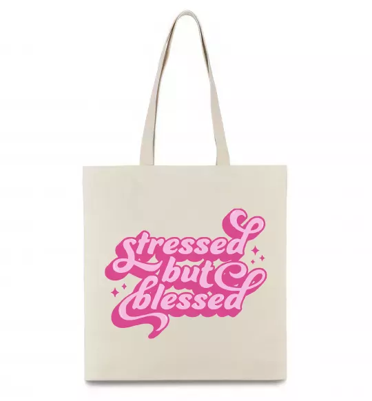 Еко-сумка Stressed but blessed Бежевий фото