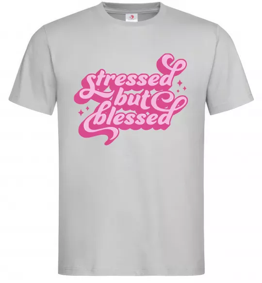 Чоловіча футболка Stressed but blessed Сірий фото