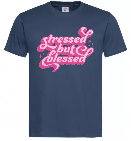 Чоловіча футболка Stressed but blessed Темно-синій фото