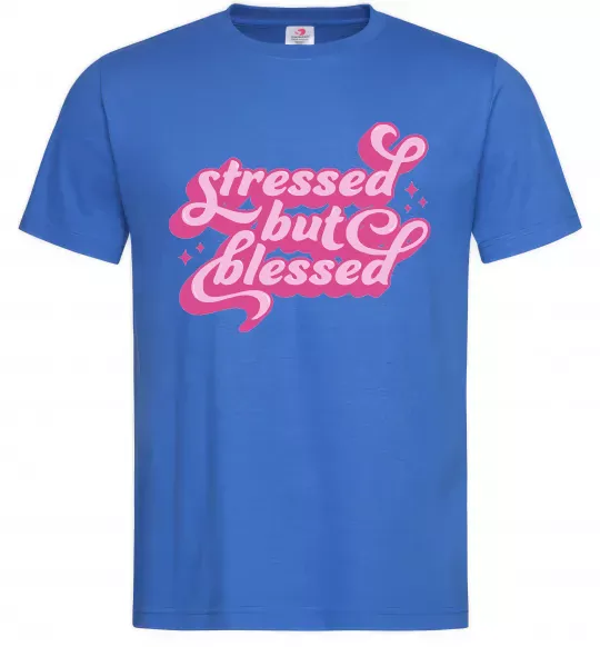Чоловіча футболка Stressed but blessed Яскраво-синій фото