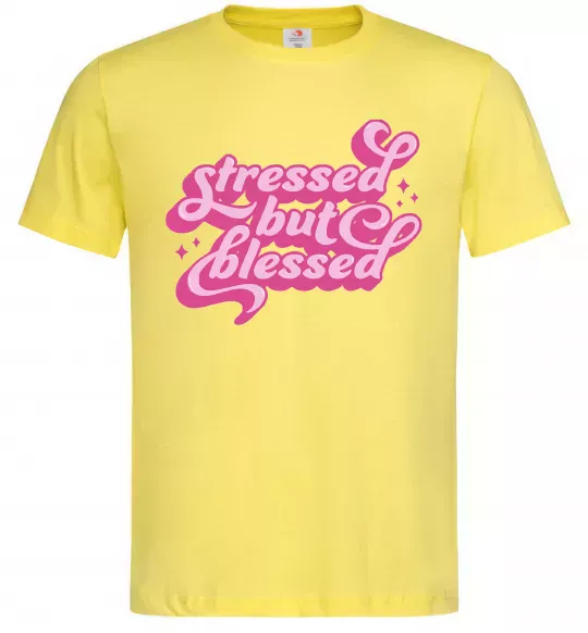 Чоловіча футболка Stressed but blessed Лимонний фото