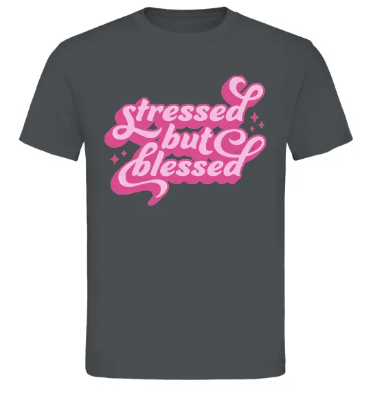 Чоловіча футболка Stressed but blessed Графіт фото