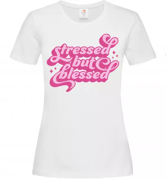Женская футболка Stressed but blessed Белый фото