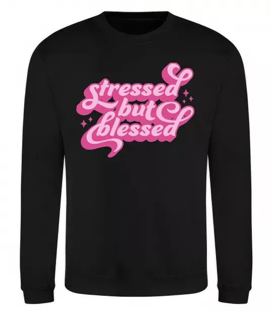 Світшот Stressed but blessed Чорний фото