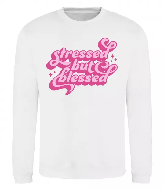 Світшот Stressed but blessed Білий фото
