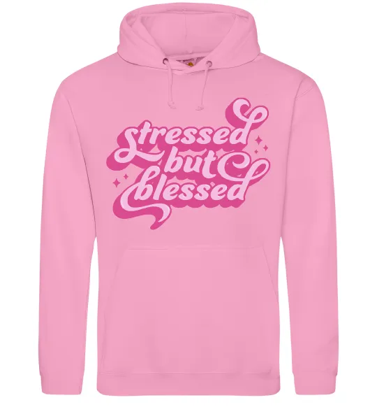 Женская толстовка (худи) Stressed but blessed Розовый фото