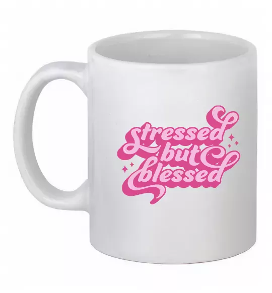 Чашка керамічна Stressed but blessed Білий фото