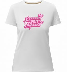 Жіноча преміум футболка Stressed but blessed