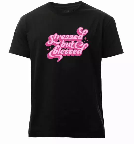 Чоловіча преміум футболка Stressed but blessed Чорний фото