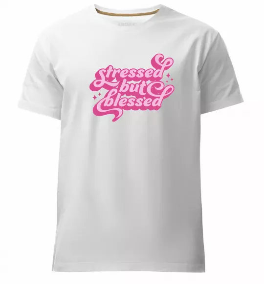 Чоловіча преміум футболка Stressed but blessed Білий фото