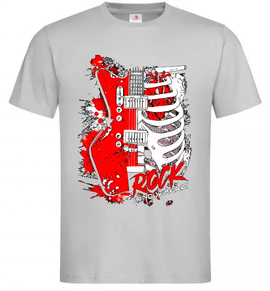 Мужская футболка Rock in your heart Серый фото