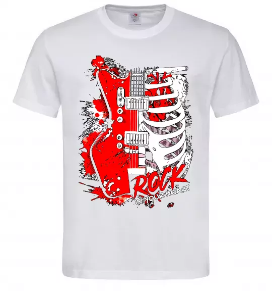 Мужская футболка Rock in your heart Белый фото