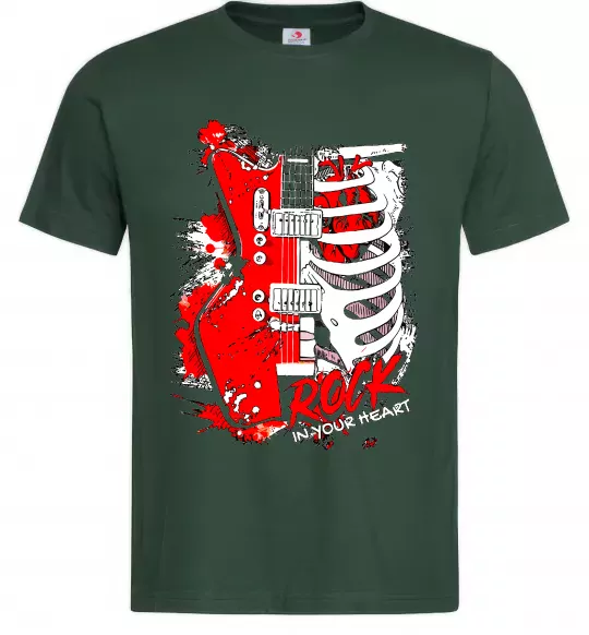 Мужская футболка Rock in your heart Темно-зеленый фото