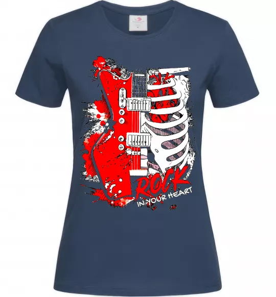Женская футболка Rock in your heart Темно-синий фото