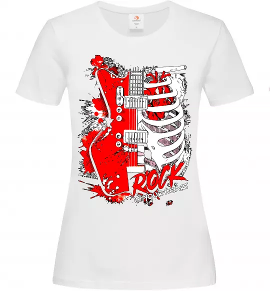 Женская футболка Rock in your heart Белый фото