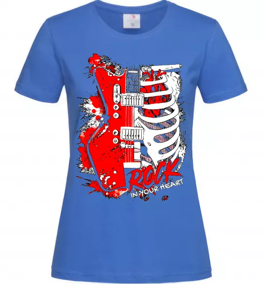 Женская футболка Rock in your heart Ярко-синий фото