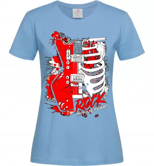Женская футболка Rock in your heart Голубой фото