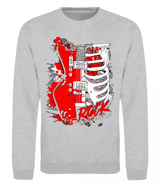 Свитшот Rock in your heart Серый меланж фото