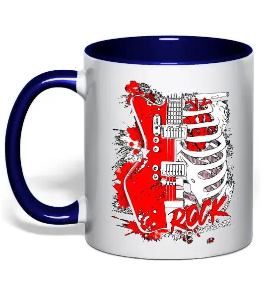 Чашка с цветной ручкой Rock in your heart Глубокий темно-синий фото