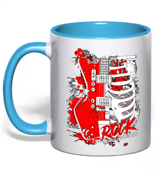 Чашка с цветной ручкой Rock in your heart Голубой фото
