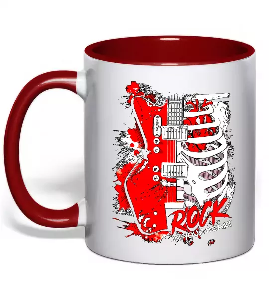 Чашка с цветной ручкой Rock in your heart Красный фото
