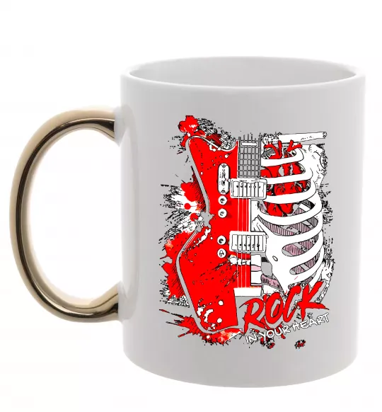 Чашка с цветной ручкой Rock in your heart Золото фото