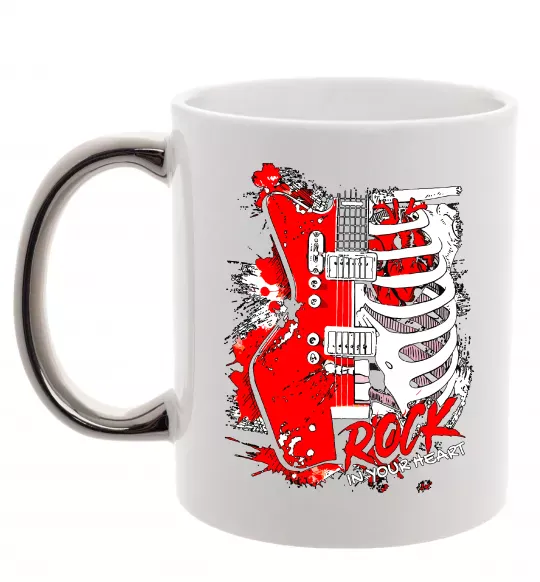 Чашка с цветной ручкой Rock in your heart Серебро фото