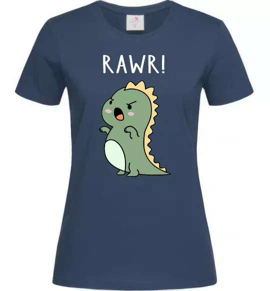 Женская футболка RAWR Dino Темно-синий фото