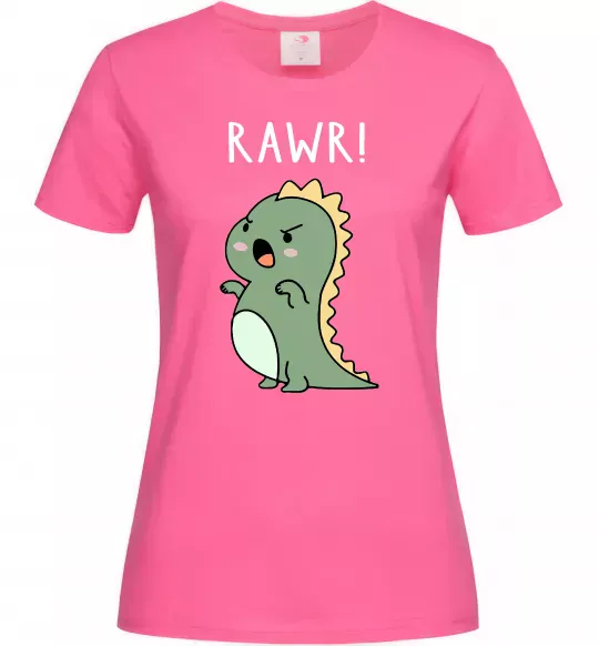 Женская футболка RAWR Dino Ярко-розовый фото