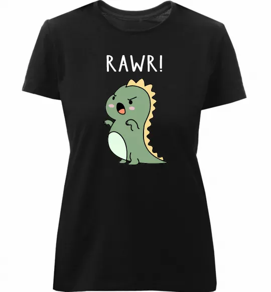 Женская премиум футболка RAWR Dino Черный фото