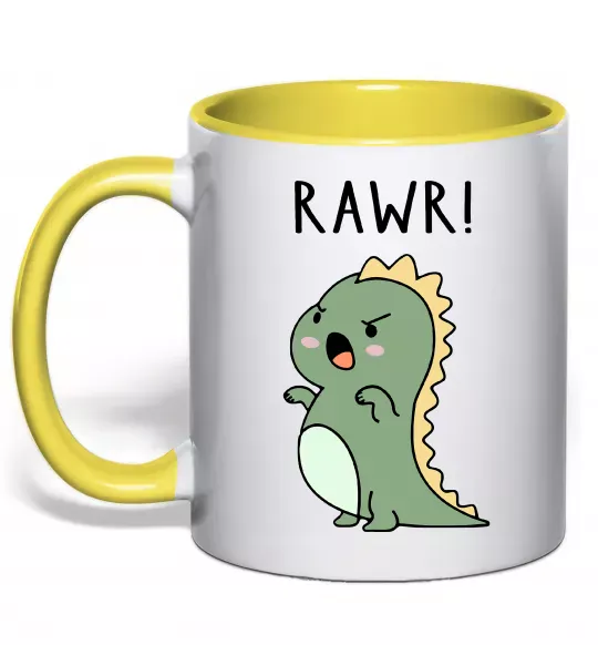Чашка с цветной ручкой RAWR Dino Солнечно желтый фото