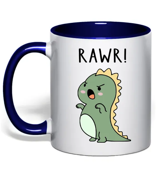 Чашка с цветной ручкой RAWR Dino Глубокий темно-синий фото