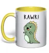 Чашка з кольоровою ручкою RAWR Dino Лимонний фото