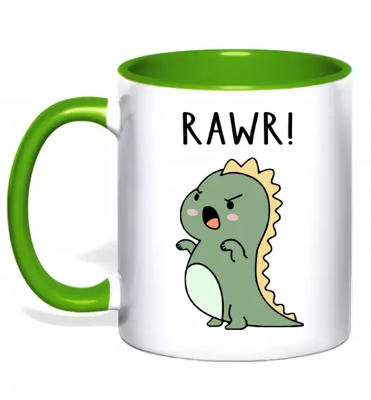 Чашка с цветной ручкой RAWR Dino Зеленый фото
