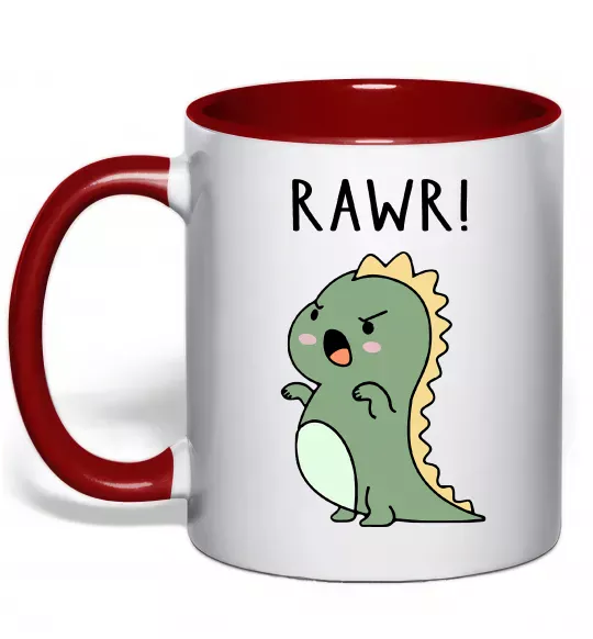 Чашка с цветной ручкой RAWR Dino Красный фото