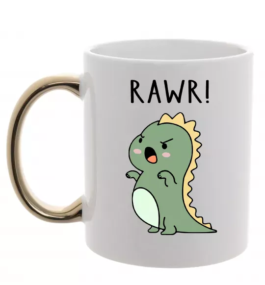 Чашка с цветной ручкой RAWR Dino Золото фото