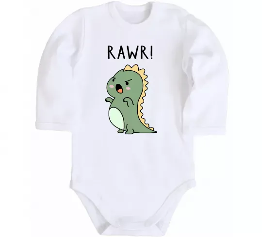 Дитячий бодік RAWR Dino Білий фото