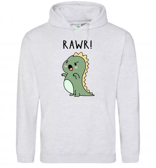Мужская толстовка (худи) RAWR Dino Серый меланж фото