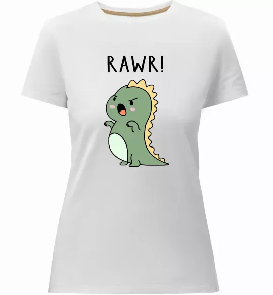 Женская премиум футболка RAWR Dino Белый фото