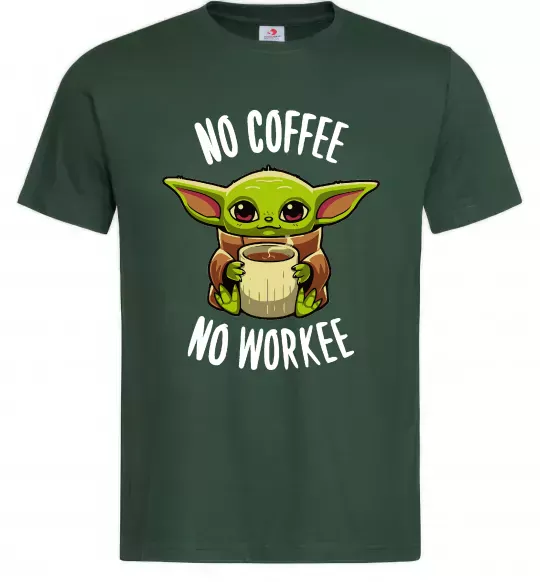 Мужская футболка No coffee no workee Темно-зеленый фото
