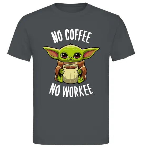 Мужская футболка No coffee no workee Графит фото
