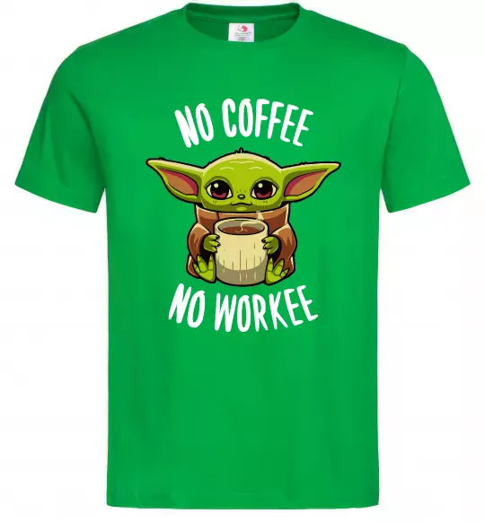 Мужская футболка No coffee no workee Зеленый фото